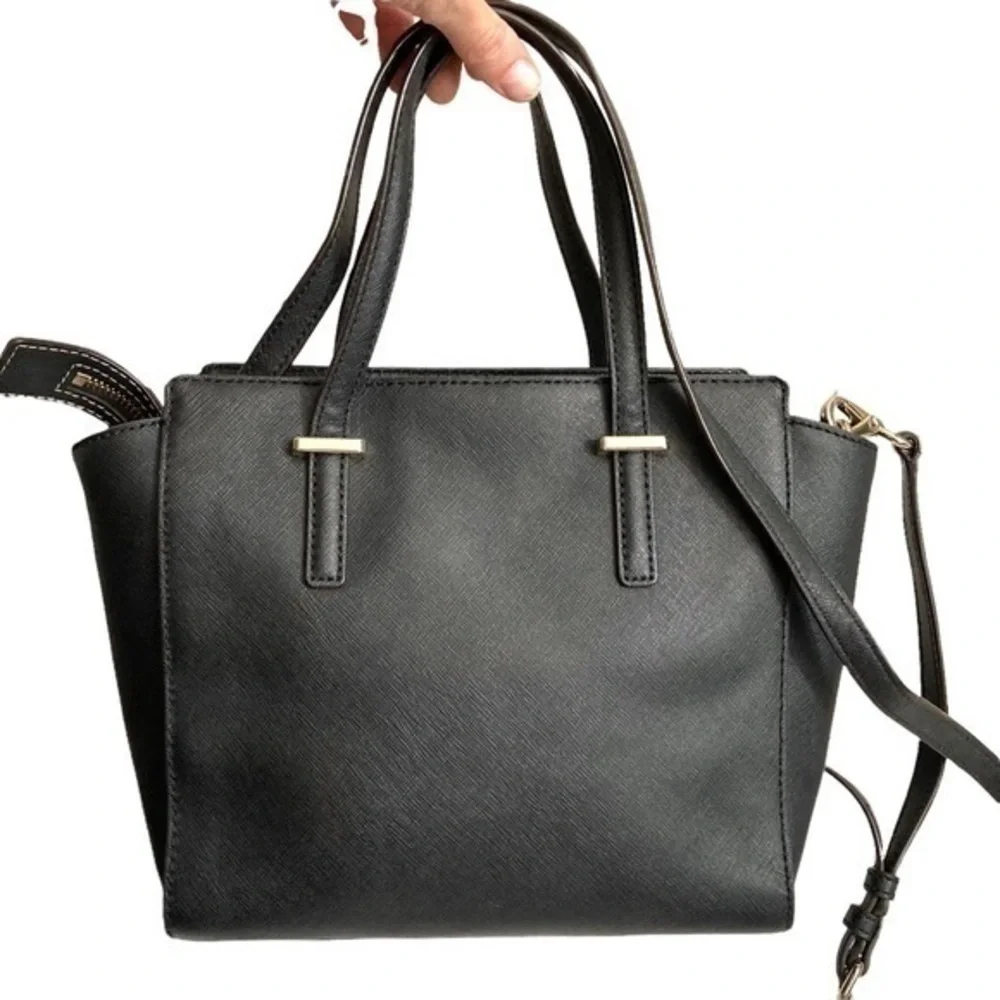 Kate spade black saffiano leather two way tote crossbody bag